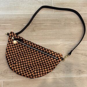 RARE Clare V. Black and Tan Checkered Grande Fanny